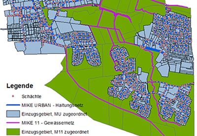 Wolfsburg - Regenwassermodell für ein Wohnungsbauprojekt mit 750 Wohneinheiten